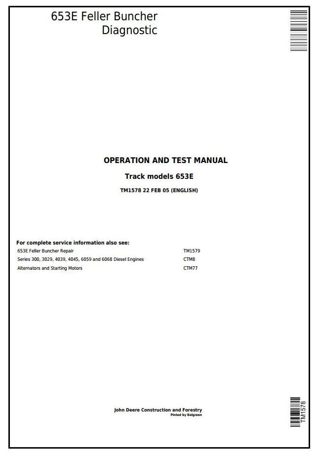 Pdf TM1774 John Deere 653G Tracked Feller Buncher Diagnostic & Test Service Manual