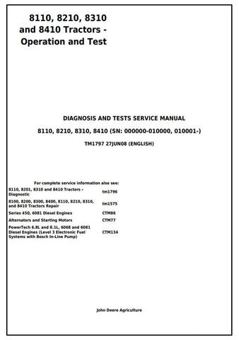 Pdf TM1797 John Deere 8110 8210 8310 8410 Tractor Diagnostic and Test Service Manual