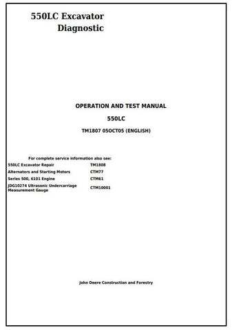 Pdf TM1807 John Deere 550LC Excavator Diagnostic and Test Service Manual