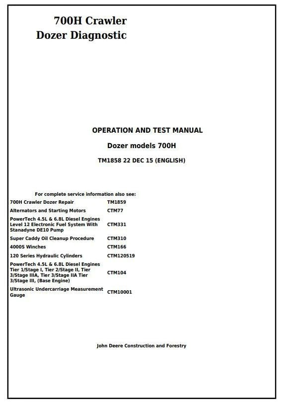 PDF TM1858 John Deere 700H Crawler Dozer Diagnostic and Test Service Manual