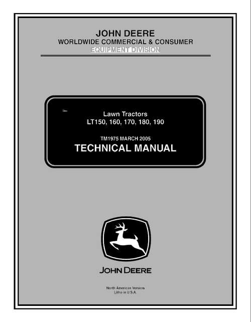 Pdf TM1975 John Deere LT150 LT160 LT170 LT180 Lawn Garden Tractor Repair Service Manual