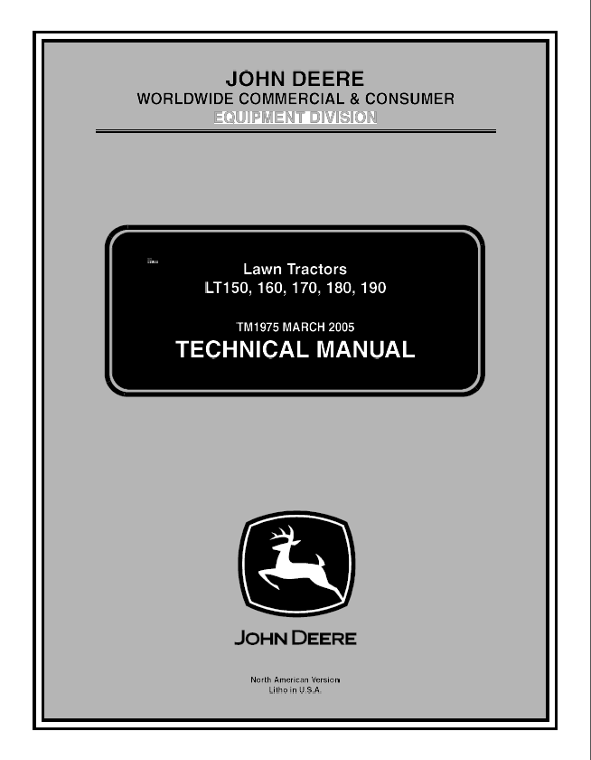 Pdf TM1975 John Deere LT150 LT160 LT170 LT180 Lawn Garden Tractor Repair Service Manual