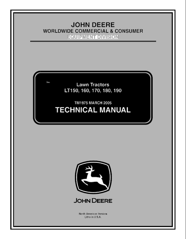 Pdf TM1975 John Deere LT150 LT160 LT170 LT180 Lawn Garden Tractor Repair Service Manual