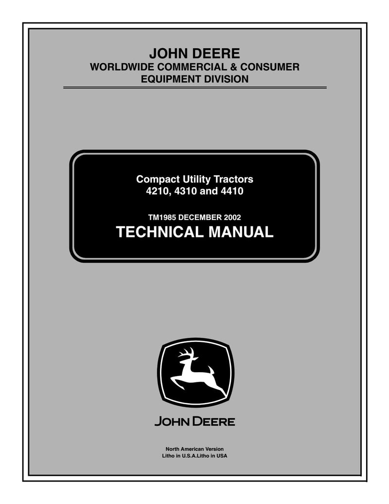 Pdf TM1985 John Deere 4210 4310 4410 Compact Utility Tractor Repair Service Manual