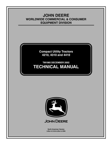 Pdf TM1985 John Deere 4210 4310 4410 Compact Utility Tractor Repair Service Manual