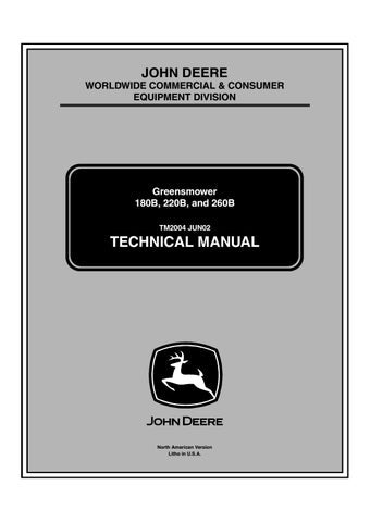 TM2004 - John Deere Greens mowers Model 180B 220B 260B Repair Service Manual
