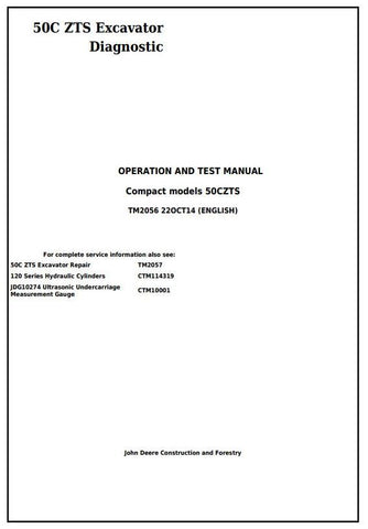 Pdf TM2056 John Deere 50Czts Compact Excavator Diagnostic and Test Service Manual