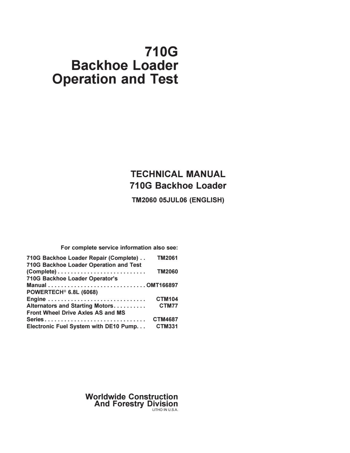 PDF TM2060 John Deere 710G Backhoe Loader Diagnostic and Test Service Manual