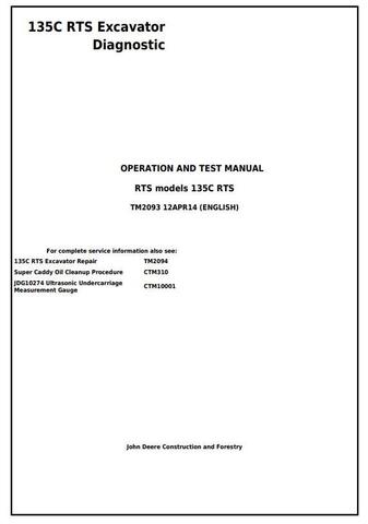 Pdf TM2093 John Deere 135C RTS Excavator Diagnostic and Test Service Manual