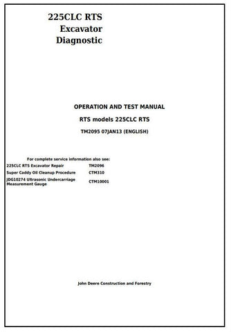 Pdf TM2095 John Deere 225CLC RTS Excavator Diagnostic and Test Manual