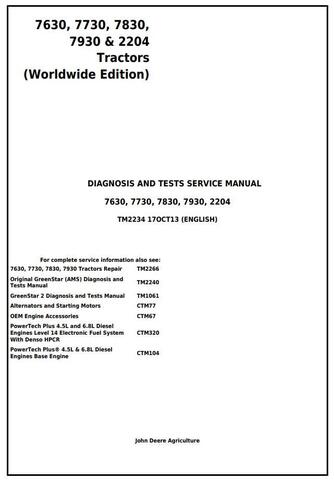 Pdf TM2234 John Deere 7630 7730 7830 7930 2204 Tractor Diagnosis and Test Service Manual