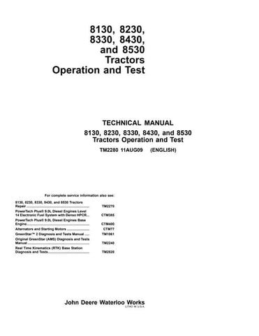 Pdf TM2280 John Deere 8130 8230 8330 8430 8530 Tractor Diagnostic and Test Service Manual