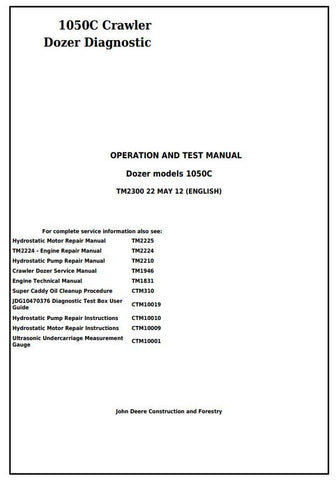 Pdf TM2300 John Deere 1050C Crawler Dozer Diagnostic and Test Service Manual