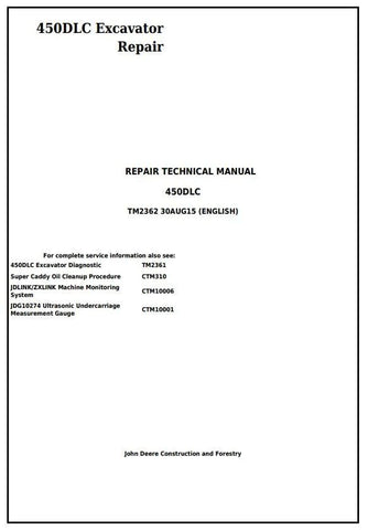 Pdf TM2362 John Deere 450DLC Excavator Repair Service Manual