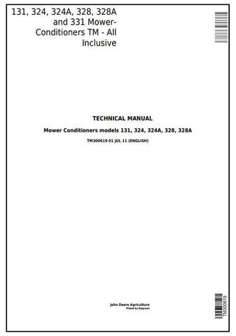 Pdf TM300619 John Deere 131, 324, 324A, 328, 328A, 331 Mower-Conditioner Repair Service Manual