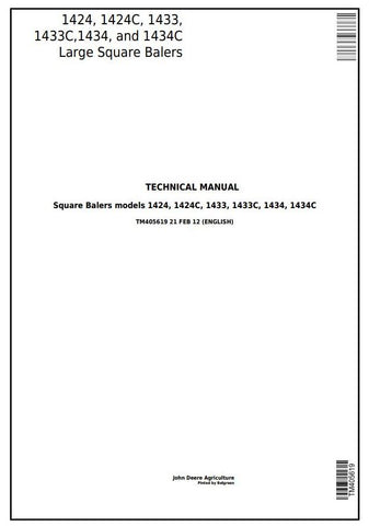 Pdf TM405619 John Deere 1424, 1424C, 1433, 1433C, 1434, 1434C Large Square Balers Repair Service Manual