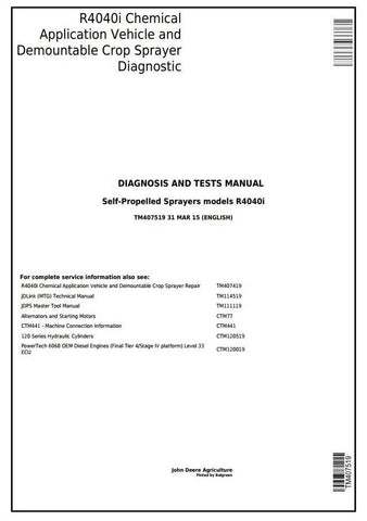 PDF TM407519 John Deere R4040i Demount-able Self-Propelled Crop Sprayer Diagnostic & Test Service Manual