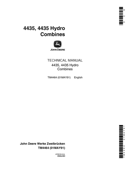 Pdf TM4464 John Deere 4435 4435 Hydro Combine Repair Service Manual