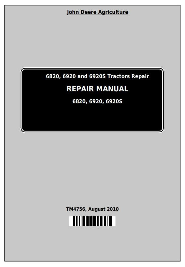 Pdf TM4756 John Deere 6820 6290 6290S Tractor Repair Service Manual