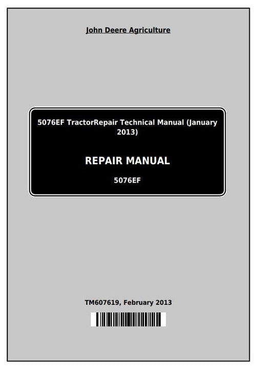 Pdf TM607619 John Deere 5076EF Tractor Repair Service Manual