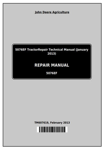 Pdf TM607619 John Deere 5076EF Tractor Repair Service Manual