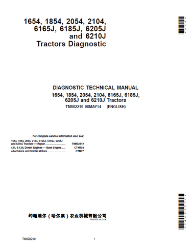 Pdf TM800319 John Deere 6415, 6615 Classic, 6100E, 6110E, 6125E (SA) Tractor Diagnostic and Test Service Manual