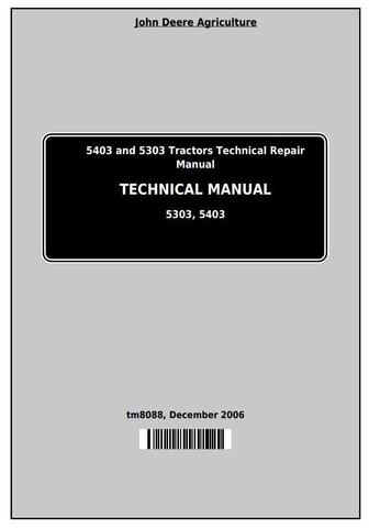 Pdf TM8088 John Deere 5303 and 5403 India Tractor Diagnostic and Test Service Manual