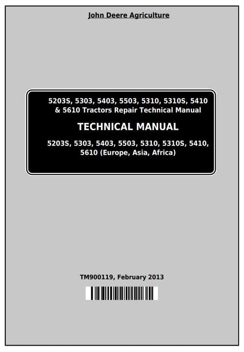 Pdf TM2041 John Deere 5103 5103S 5203 Tractor Repair Service Manual