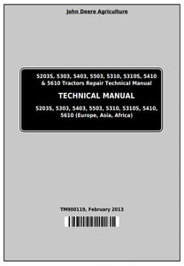Pdf TM900119 John Deere 5203S 5303 5403 5503 5310 5310S 5410 5610 Tractor Repair Service Manual