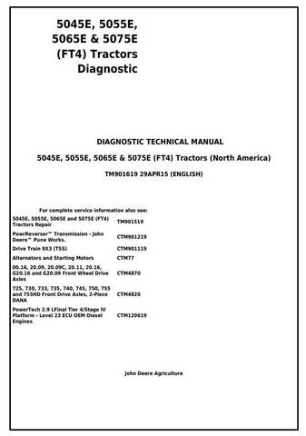 Pdf TM901619 John Deere 5045E 5055E 5065E 5075E (North America) Tractor Diagnostic and Test Service Manual