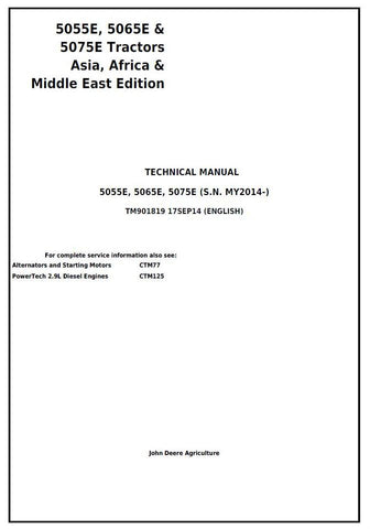 Pdf TM901819 John Deere 5055E 5065E 5075E Asia Africa Middle East Edition Tractor Repair Service Manual