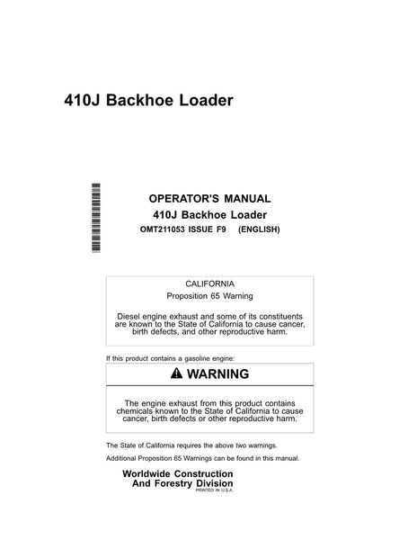 410J John Deere Backhoe Loader Operator Manual OMT211053