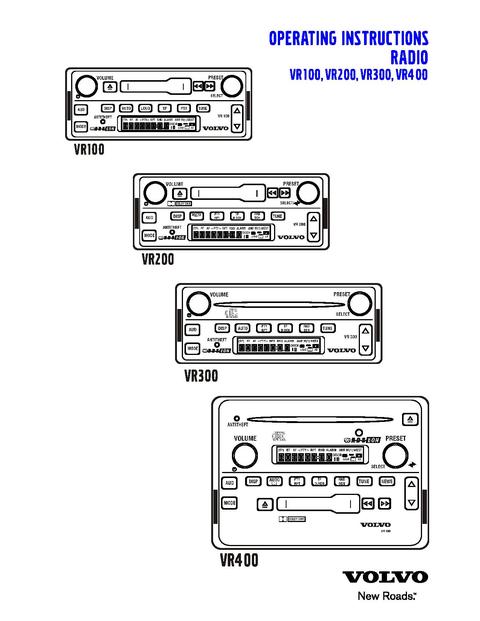 VOLVO VR100, VR200, VR300, VR400 RADIO OPERATING INSTRUCTIONS MANUAL