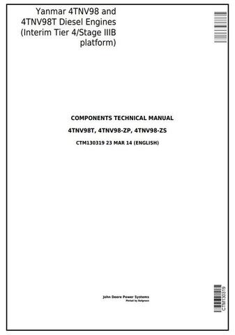 CTM130319 - Yanmar 4TNV98 4TNV98T Diesel Engine Repair Service Manual