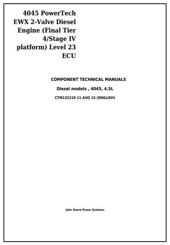 Pdf CTM132219 John Deere PowerTech 4045 EWX Diesel Engine Repair Service Manual