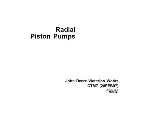 CTM7 - John Deere Radial Piston Pumps Component Repair Service Manual