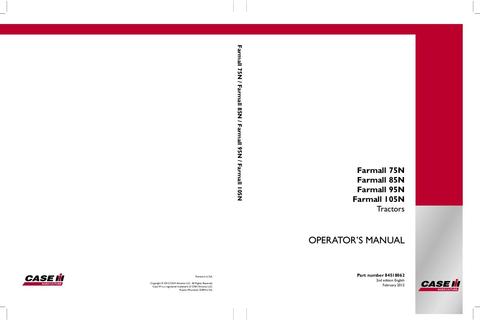 Operator’s Manual-Case IH Tractor FARMALL75N FARMALL85N FARMALL95N FARMALL 84518062