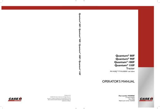 Case IH Tractor Quantum 80F,90F,100F,110F Operator’s Manual 51602395