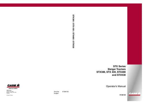 Case IH Tractor STX380 STX430 STX480 STX530 for Steige Operator’s Manual 87366126
