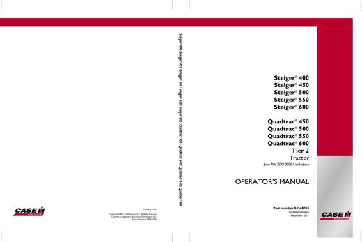 Case IH Tractor Steiger 400,450,500,550,600 Quadtrac 450,500,550,600 Tier 2 Operator’s Manual 84548098