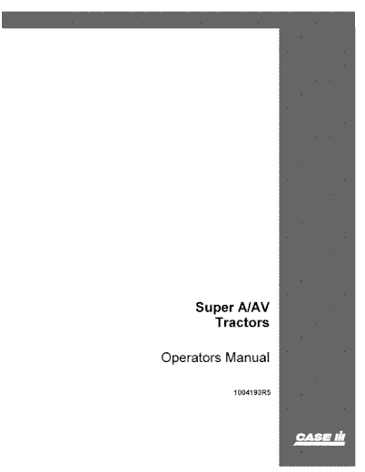 Case IH Tractor Super AAV Operator’s Manual 1004193R5