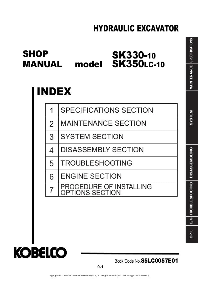 Download Kobelco Hydraulic Excavator SK330-10 SK350LC-10 Shop Manual