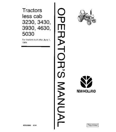 OPERATOR'S MANUAL - FORD NEW HOLLAND 3230, 3430, 3930, 4630, 5030 TRACTOR DOWNLOAD