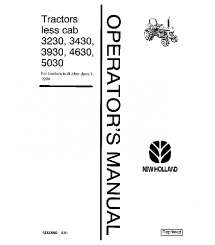 OPERATOR'S MANUAL - FORD NEW HOLLAND 3230, 3430, 3930, 4630, 5030 TRACTOR DOWNLOAD