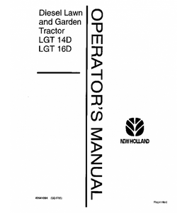 OPERATOR'S MANUAL - FORD NEW HOLLAND LGT 14D LGT 16D DIESEL LAWN AND GARDEN TRACTOR