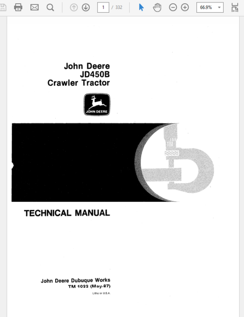 John Deere 450B Crawler Tractor Repair Service Manual