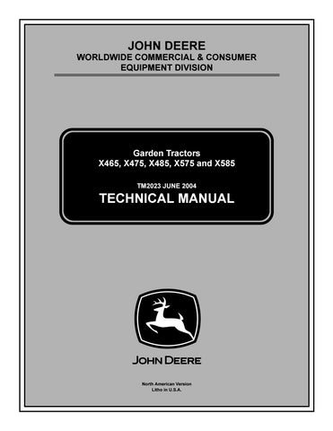 John Deere X465 Garden Tractor Repair Service Manual