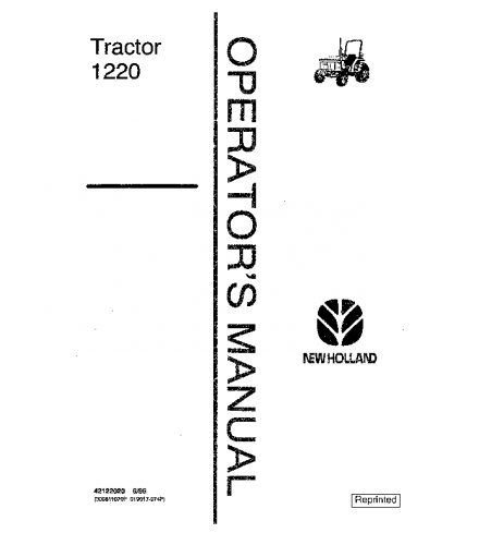 OPERATOR'S MANUAL - NEW HOLLAND 1220 TRACTOR WITH POWER STEERING DOWNLOAD