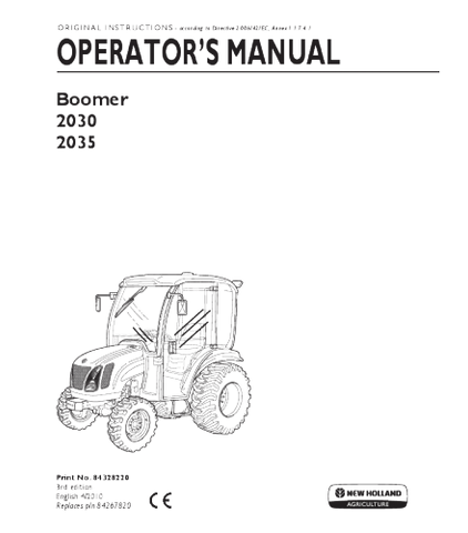 OPERATOR'S MANUAL - NEW HOLLAND BOOMER 2030, 2035 TRACTOR DOWNLOAD