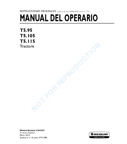 OPERATOR'S MANUAL - NEW HOLLAND T5.95, T5.105, T5.115 TRACTOR DOWNLOAD